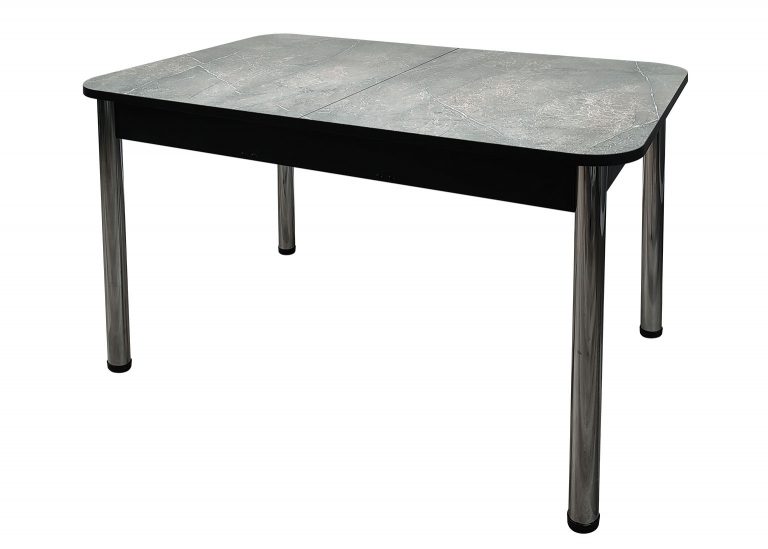 Стол Премьер раздвижной 110 x 70 (+40) см / Прямоугольный / Пластик Каспий срез камня / Опора 4 Хром РУСТ